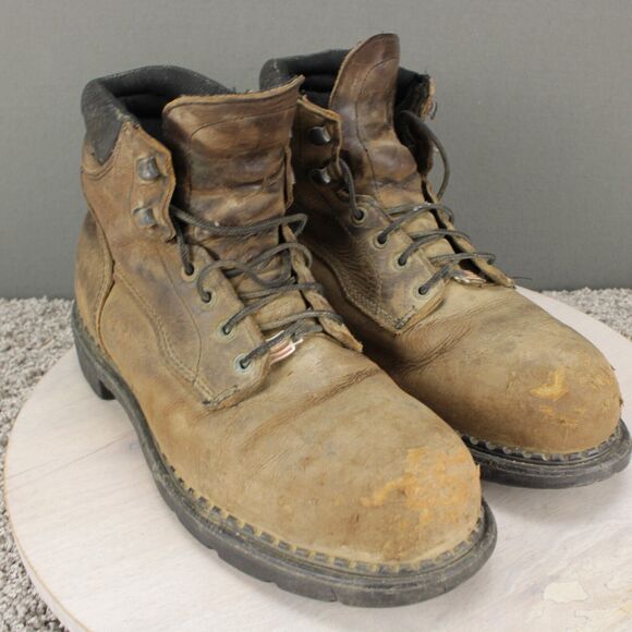 Red Wing Work Boots Steel Toe Safety Mens 10 Brown Leather main image 12